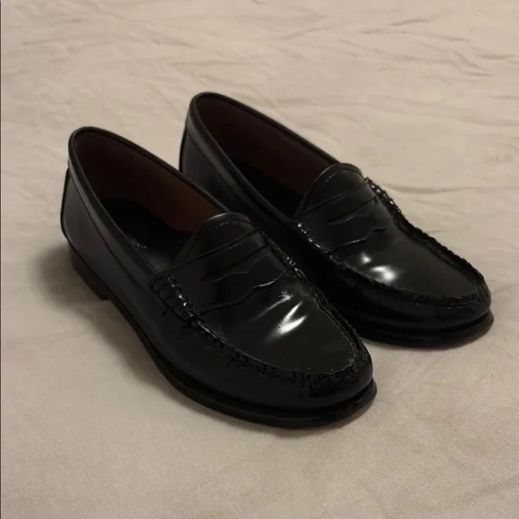 G.H. Bass & Co Black Leather Penny Loafers Flats - Picture 3 of 11